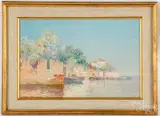 Italianate coastal scene by Warren Sheppard, mixed media, sold Oct 2020