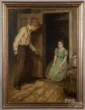 illustration of a boy and girl by Gayle Porter Hoskins, oil on canvas, sold Oct 2020