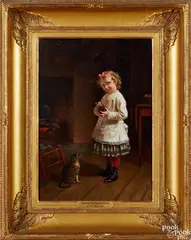 interior scene by Thomas Waterman Wood, oil on canvas, sold Oct 2020