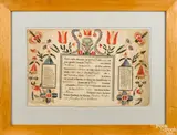 printed by Martin Brechall, 1815, watercolor and ink on paper, sold Oct 2020