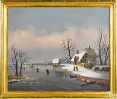 winter skating scene by William Matthew Prior, ca. 1860, oil on canvas, offered Oct 2020
