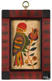 fraktur of a parrot by David Y. Ellinger, watercolor, sold Oct 2020