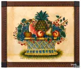 theorem of a basket of fruit by David Y. Ellinger, oil on velvet, sold Oct 2020