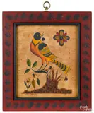fraktur of a distelfink by David Y. Ellinger, watercolor, sold Oct 2020