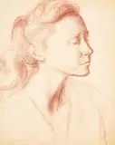 Woman in Profile by Clara Klinghoffer, 1950, conte crayon on paper, sold Jul 2021