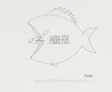 Mon.-Fri. Fish Eats Weekend Fish by Jack Ziegler, 2001, ink on paper, sold Jul 2021