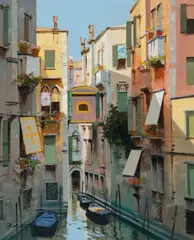 Venice (I) by Raimondo Roberti, oil on canvas (unstretched), sold Jul 2021