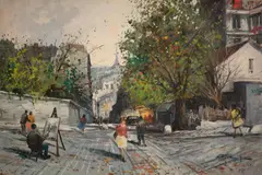 Paris Montmartre by Claudio Simonetti, 1969, oil on canvas (unstretched), sold Jul 2021