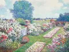 Garden by Charles Zhan, oil on canvas (unstretched), sold Jul 2021