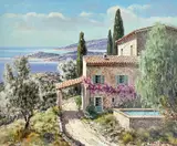 Cote d'Azur en d'Eze by Lucien Potronat, oil on canvas (unstretched), sold Jul 2021