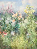Wild Flower Field by Sang M. Lee, oil on canvas (unstretched), sold Jul 2021