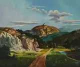 Rural Road by Miroslav Sasek, 1971, oil on canvas (unstretched), sold Jul 2021