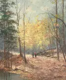 Fall Path by Hyun Bo Yoo, oil on canvas (unstretched), sold Jul 2021