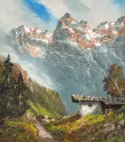 Kaiser Wilder Alpine Landscape by Herbert August Uerpmann, oil on canvas (unstretched), sold Jul 2021