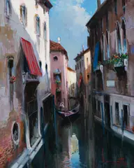 Songs of the Gondolier by Claudio Simonetti, oil on canvas (unstretched), sold Jul 2021