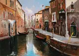 The Stripped Pole Venice Canal by Stan Pitri, oil on canvas (unstretched), sold Jul 2021