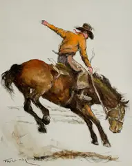 Western by Pál Fried, oil and charcoal on canvas (unstretched), sold Jul 2021