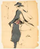 Park Avenue Easter- (Dressed in Dior) by Joe Eula, ink, watercolor and gouache on vellum, sold Jul 2021