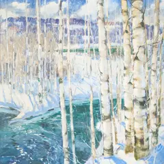 The Strings of the Lute by Jonas Lie, 1925, oil on canvas, sold Jul 2021