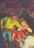 Masked Rider Western (Outlaws of Black Gold Butte) by Norman Saunders, 1937, oil on canvas, sold Jul 2021