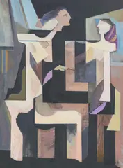 Two Figures by Leonard Alberts, oil on canvas, sold Jul 2021