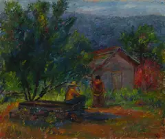 Garden in Lake Hill by Clara Klinghoffer, 1968, oil on canvas, sold Jul 2021
