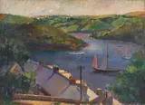 Waterside Town by Clara Klinghoffer, 1936, oil on canvas, sold Jul 2021