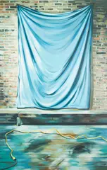 Blue Sheet by Lowell Nesbitt, 1979, oil on canvas, sold Sep 2021