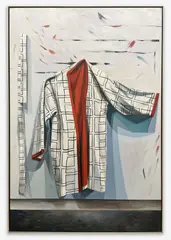 Black White Red Robe by Lowell Nesbitt, 1974, oil on canvas, sold Sep 2021
