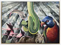 Forest Temptation by Lowell Nesbitt, 1986, oil on canvas, sold Sep 2021