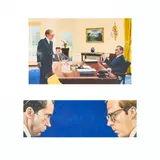 Two Nixon Compositions by Julian Allen, 1973, gouache on paper, sold Sep 2021