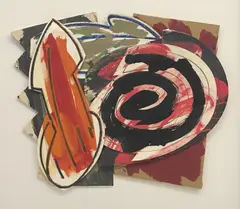 Study I, Moving Coil by Hugh O'Donnell, 1986, oil sticks and acrylic on paper collage, sold Sep 2021