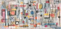 Abstract Composition by Clara Shainess, oil on burlap, sold Sep 2021