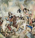 Ladies For Ransom by Norman Lindsay, c.1938, watercolour on paper, offered Apr 2009