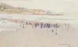 Figures At Coogee by Elioth Gruner, 1913, oil on board, sold Apr 2009