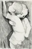 Children Playing by Charles Blackman, 1964, conté; on paper, sold Apr 2009