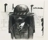 Schoolgirl by Charles Blackman, 1952, charcoal on paper, sold Apr 2009