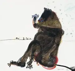 Displaced Mandrill by John Olsen, 1990, watercolour, and pastel on paper, offered Apr 2009