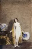 The Yellow Robe (The Blue Fan) by Norman Lindsay, 1919, watercolour on paper, sold Apr 2009