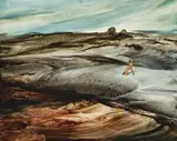 Figure In Landscape by James Gleeson, oil on composition board, sold Apr 2009