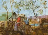The Damper Maker by Hugh Sawrey, oil on canvas, sold Apr 2009
