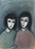 The Sisters by Robert Dickerson, pastel on paper, sold Apr 2009