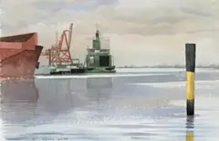 Webb Dock With Marking by Rick Amor, 1997, watercolour on paper, sold Apr 2009