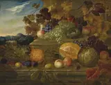 Still Life Of Fruit And Bird’S Nest by James Charles Ward, oil on canvas, offered Apr 2009