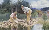 Washdirt, Panning Out The Gold by Edward Bevan, 1895, watercolour on paper, offered Apr 2009