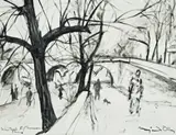 Winter Afternoon, Paris by Margaret Olley, ink and wash on paper, sold Apr 2009
