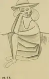 Chin-Chin by Charles Blackman, 1953, pencil on paper, offered Apr 2009