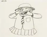 Crying Schoolgirl by Charles Blackman, 1953, pencil on paper, sold Apr 2009
