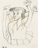 Schoolgirl by Charles Blackman, 1953, pencil on paper, offered Apr 2009