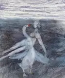 Leda And The Swan by Sidney Nolan, 1959, mixed media on paper, sold Apr 2009